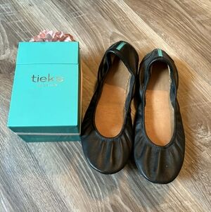 Tieks by Gavrieli Black Leather Foldable Ballet Flats Size 9